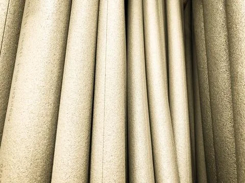 White foam rubber round shape, volumetric foam rubber for construction work.  Stockfoto's