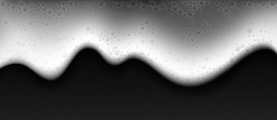 White foam texture with bubbles on transparent Stock Illustration