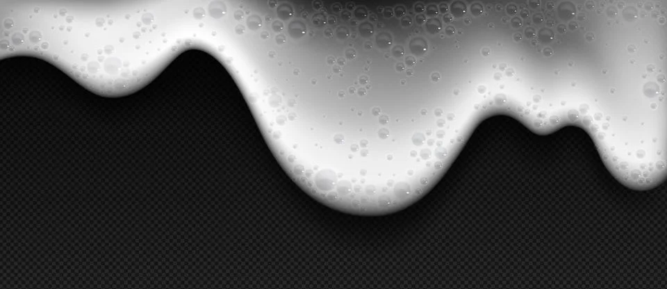 White foam texture with bubbles on transparent Stock Illustration