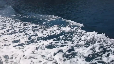 White foam trail in the dark sea from a speedboat-2 Stock Footage 80296744