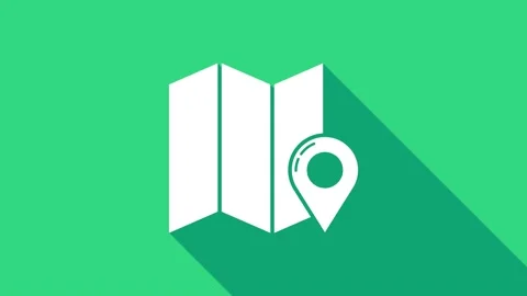 White Folded map with location marker icon isolated on green background. 4K Stock Footage 146950227