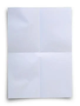 White folded paper background isolated on white, clipping path. Stock Photos
