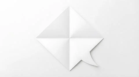 White folded paper speech bubble icon on a clean white background Stock Photos