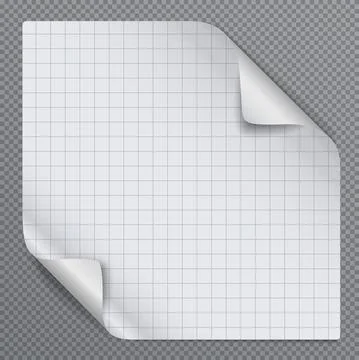 White folded square note, notebook paper are on dark grey background for text Stock Illustration