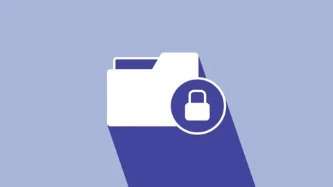 White Folder and lock icon isolated on purple background. Closed folder and Video stock 225896433
