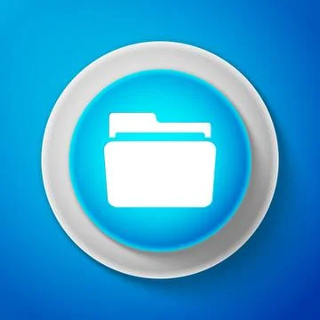 White Folder icon isolated on blue background. Circle blue button with white Stockillustratie