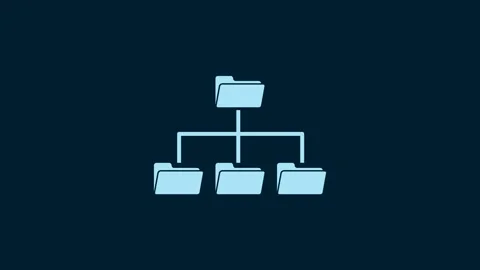 White Folder tree icon isolated on blue background. Computer network file folder Stock Footage 230010086