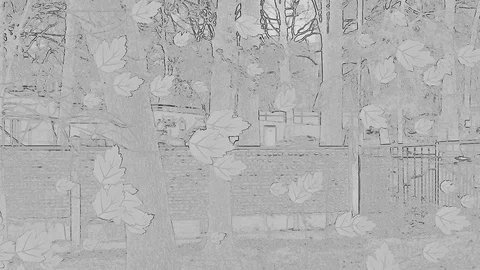 White Foliage With Effect Of Falling In Move On Sketch Artwork Stock Footage 91357726