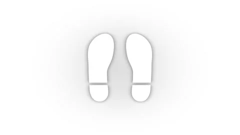 White footprints icon with shadow isolated on white background. Stock Footage 207343224