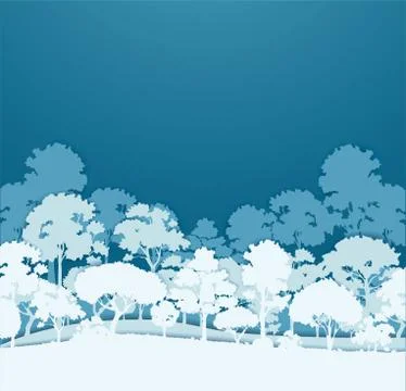 White forest trees landscape background vector Stock Illustration