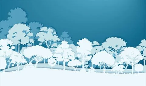 White forest trees landscape background vector Stock Illustration