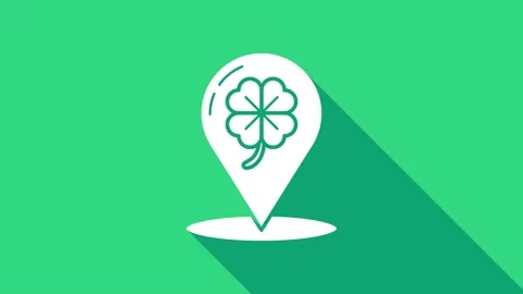 White Four leaf clover icon isolated on green background. Happy Saint Patrick Stock Footage 146952110