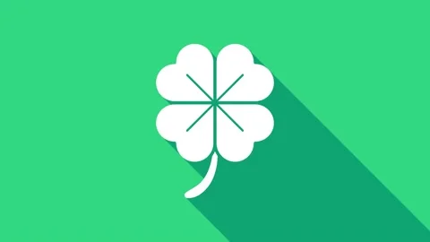 White Four leaf clover icon isolated on green background. Happy Saint Patrick Stock Footage 146952154