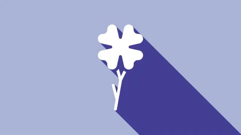 White Four leaf clover icon isolated on purple background. Happy Saint Patrick Stock Footage 148298646