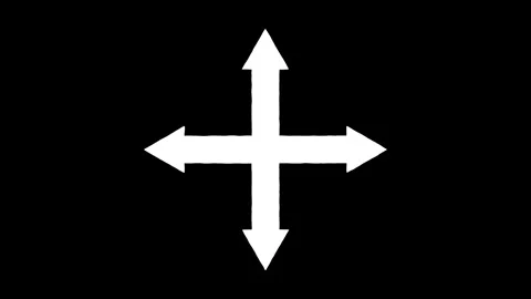White Four-Way Arrow Expands on Black Background Animation Stock Footage 318566942