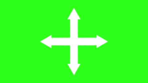 White Four-Way Arrow Expands on Bright Green Background Stock Footage 318773542