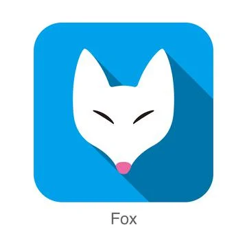 White Fox face flat icon, vector Stock Illustration