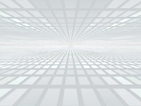 White fractal background with perspective effect - abstract 3d illustration Stock Illustration