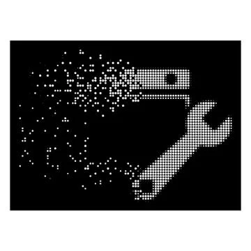 White Fragmented Dotted Halftone Date Setup Icon Stock Illustration