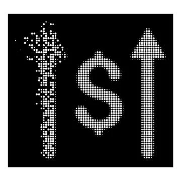 White Fragmented Dotted Halftone Send Money Icon Stock Illustration