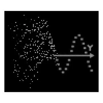 White Fragmented Pixelated Halftone Dotted Sine Plot Icon Stock Illustration