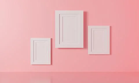 White frame 3d rendering. illustration Modern picture frame concept, Empty Illustrazione stock