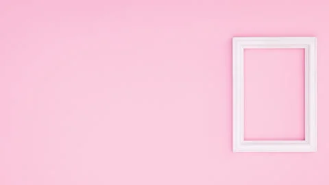 White frame appear on right side and rose come inside on pink theme. Stop motion Stock Footage 137863590