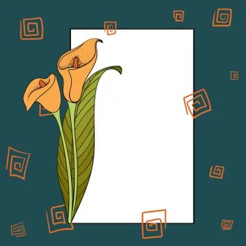 White frame with calla flower Ilustración de archivo