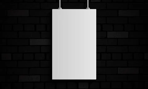 White frame on dark brick wall. Stock Illustration