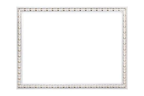 White frame with golden pattern for photo, certificate isolated Stock Photos