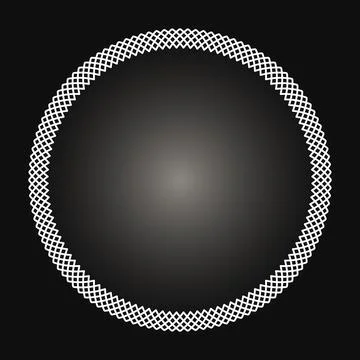 White frame with lace ornament in circle on black background. Art deco. Luxury Illustrazione stock