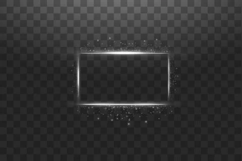 White frame with lights effects. Shining luxury banner vector illustration. Glow Stock Illustration