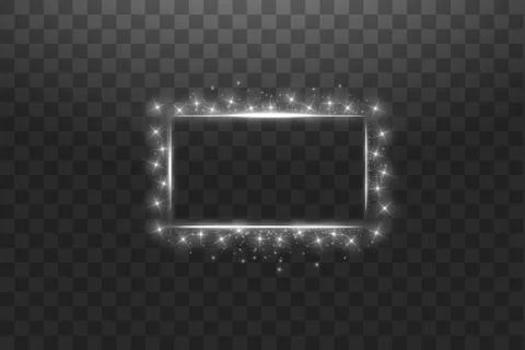 White frame with lights effects. Shining luxury banner vector illustration. Glow Stock Illustration