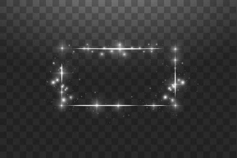 White frame with lights effects,Shining luxury banner vector illustration. Glow Stock Illustration