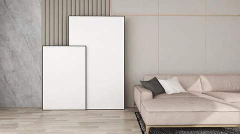 White frame mockup interior in modern and modern living. Scandinavian style Stock Illustration