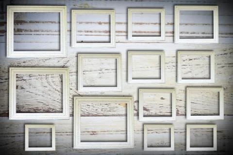 White frame on old wall Stock Photos