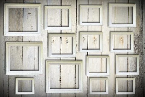 White frame on old wall Stock Photos