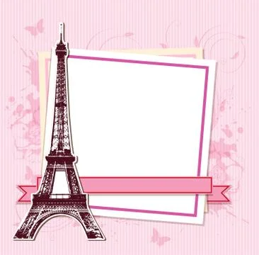 White frame with Paris and the Eiffel Tower イラスト素材
