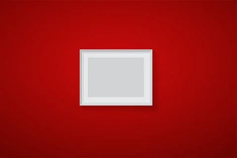 White frame for picture on red background. Border on blank space for picture Stock Illustration