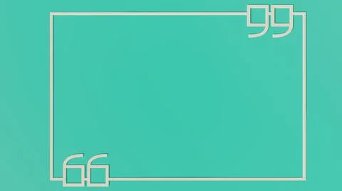 White frame with quotation marks isolated on a green background with space for Stock Illustration