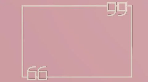 White frame with quotation marks isolated on a pink background with space for Stock Illustration