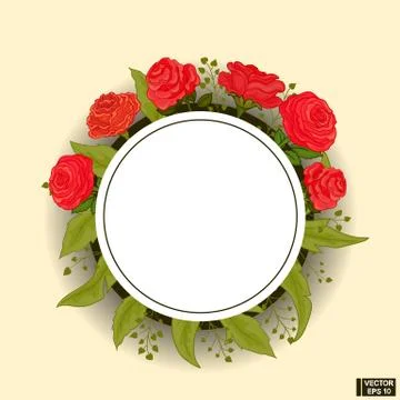 White frame with red roses イラスト素材