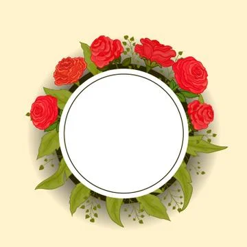 White frame with red roses Stock Illustration
