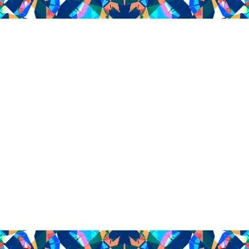 White Frame with Sharp Geometric Multicolor Collage Pattern Borders Modern... Stock Photos