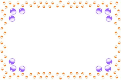 White frame for text with violet orange balls drops Stock-Illustration