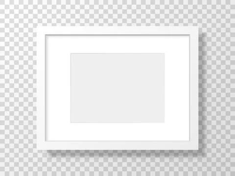 White frame on transparent backdrop. Realistic picture mockup. Clean template Stock Illustration