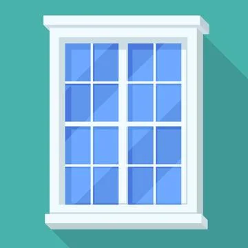 White Frame Window Flat Icon on Teal Background Stock Illustration