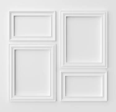 White frames for photo on white wall with shadows Stock Illustration