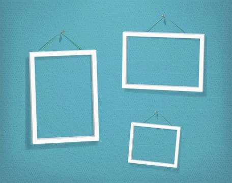 White frames on the textured wall Illustrazione stock