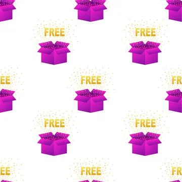 White Free box pattern on light background. Surprise present. Vector stock Illustrazione stock